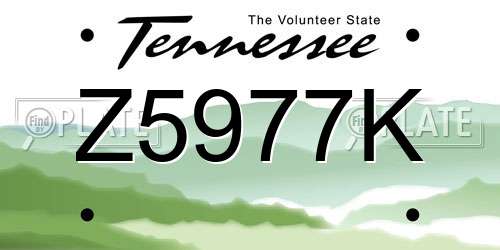 Z5977K Tennessee License Plate