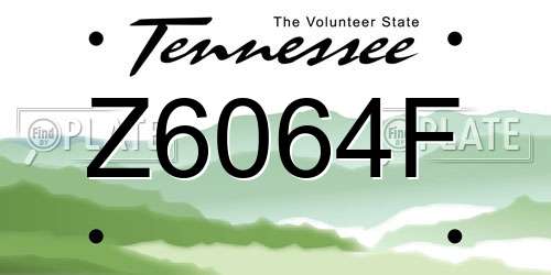 Z6064F Tennessee License Plate
