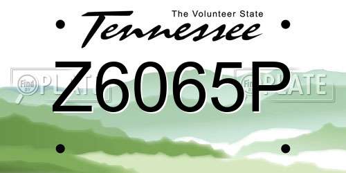 Z6065P Tennessee License Plate