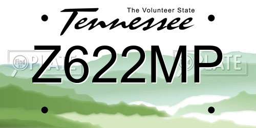 Z622MP Tennessee License Plate