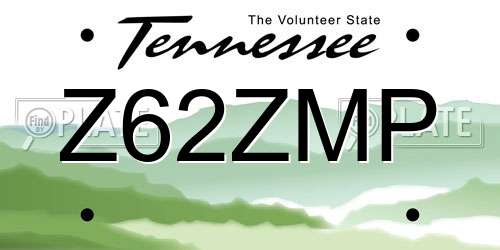Z62ZMP Tennessee License Plate