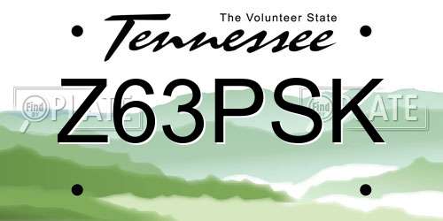 Z63PSK Tennessee License Plate