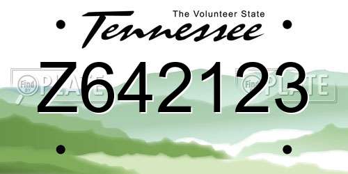 Z642123 Tennessee License Plate