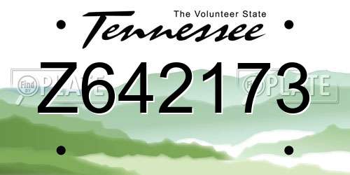 Z642173 Tennessee License Plate
