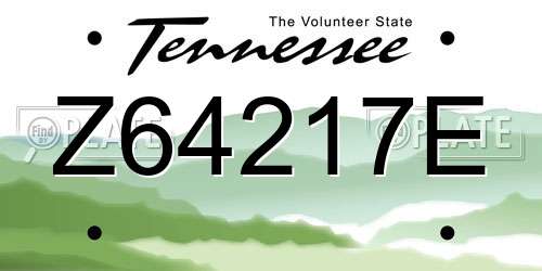 Z64217E Tennessee License Plate
