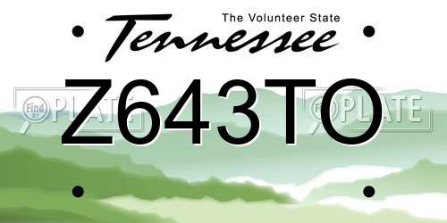 Z643TO Tennessee License Plate
