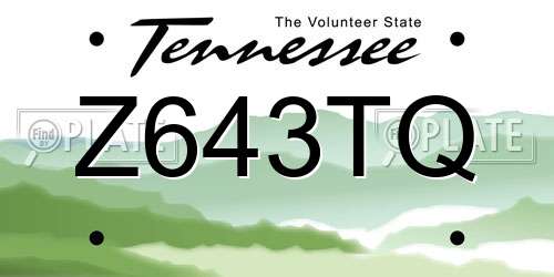 Z643TQ Tennessee License Plate