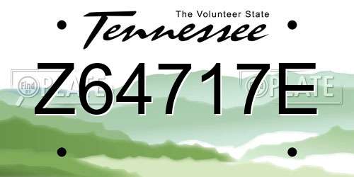 Z64717E Tennessee License Plate