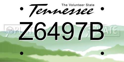 Z6497B Tennessee License Plate