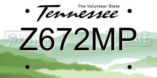 Z672MP Tennessee License Plate