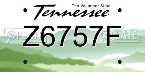 Z6757F Tennessee License Plate