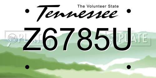 Z6785U Tennessee License Plate