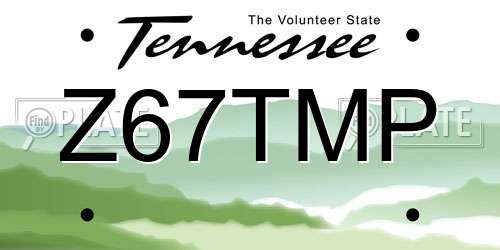 Z67TMP Tennessee License Plate