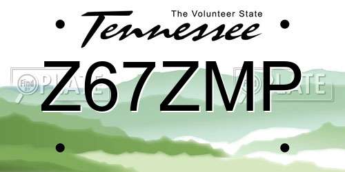 Z67ZMP Tennessee License Plate