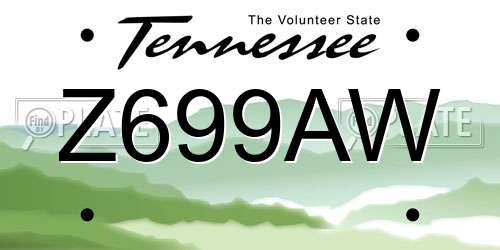 Z699AW Tennessee License Plate
