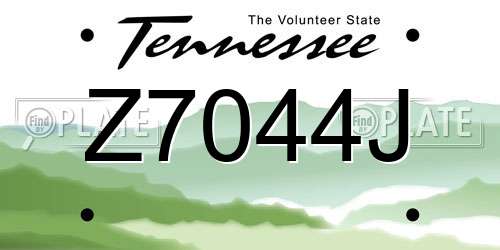 Z7044J Tennessee License Plate