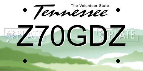 Z70GDZ Tennessee License Plate