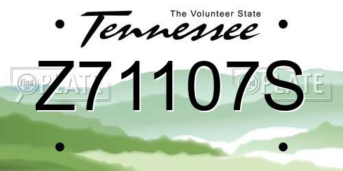 Z71107S Tennessee License Plate