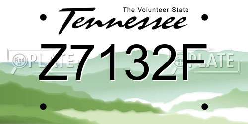 Z7132F Tennessee License Plate
