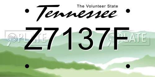 Z7137F Tennessee License Plate