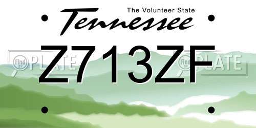 Z713ZF Tennessee License Plate