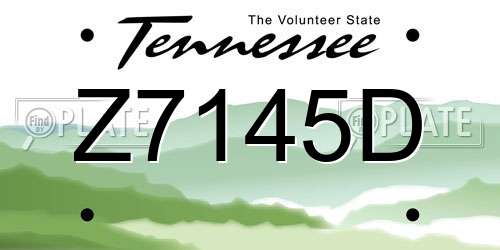Z7145D Tennessee License Plate