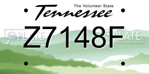 Z7148F Tennessee License Plate