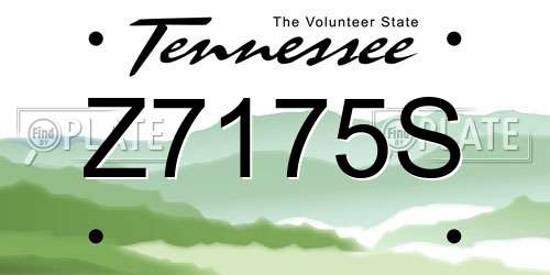 Z7175S Tennessee License Plate