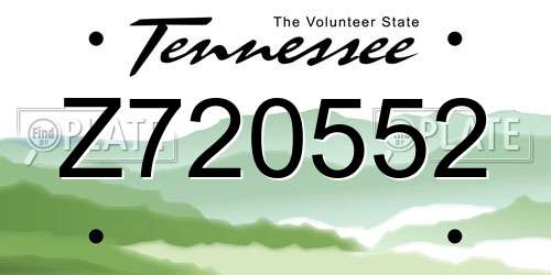 Z720552 Tennessee License Plate