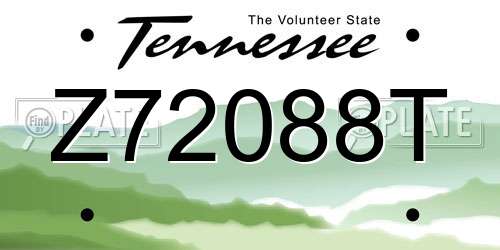 Z72088T Tennessee License Plate