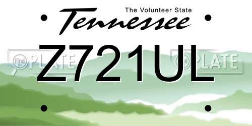 Z721UL Tennessee License Plate