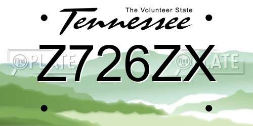 Z726ZX Tennessee License Plate