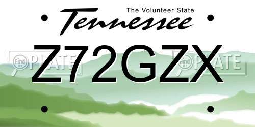 Z72GZX Tennessee License Plate
