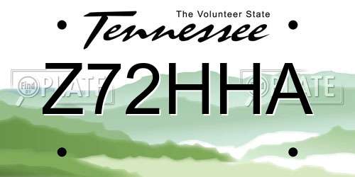 Z72HHA Tennessee License Plate