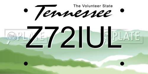Z72IUL Tennessee License Plate