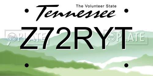 Z72RYT Tennessee License Plate