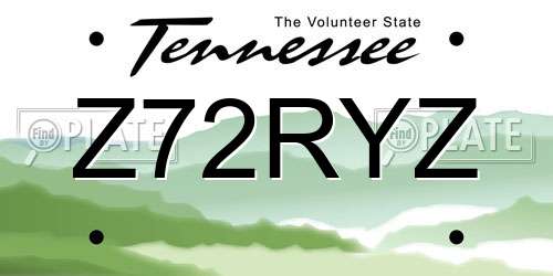 Z72RYZ Tennessee License Plate