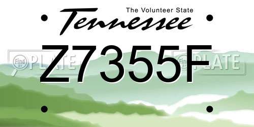 Z7355F Tennessee License Plate