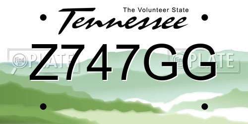 Z747GG Tennessee License Plate