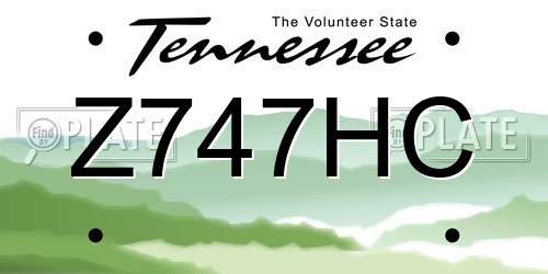 Z747HC Tennessee License Plate