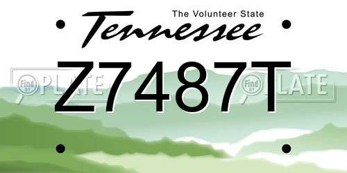 Z7487T Tennessee License Plate