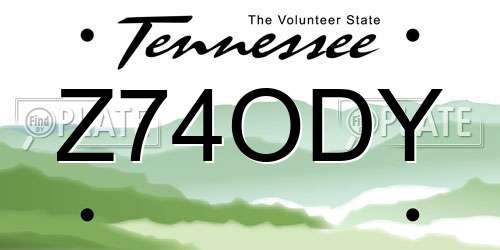 Z74ODY Tennessee License Plate