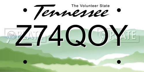 Z74QOY Tennessee License Plate