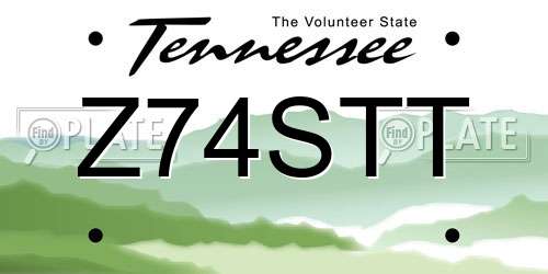 Z74STT Tennessee License Plate