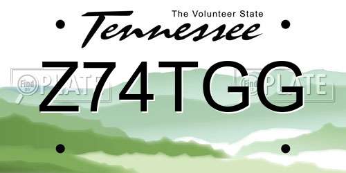 Z74TGG Tennessee License Plate