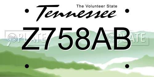 Z758AB Tennessee License Plate