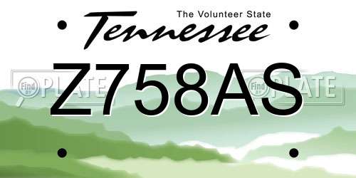 Z758AS Tennessee License Plate