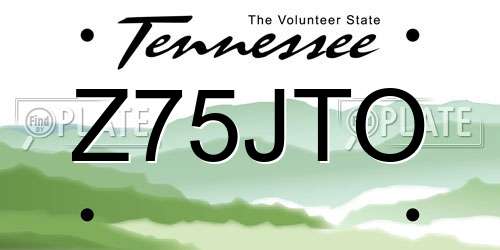 Z75JTO Tennessee License Plate