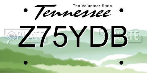 Z75YDB Tennessee License Plate