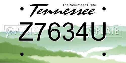 Z7634U Tennessee License Plate